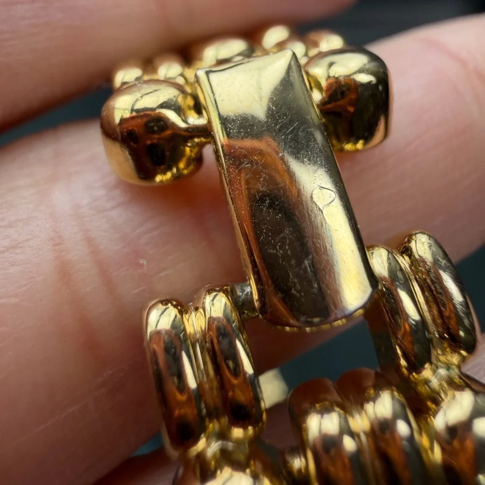 Vintage Ultra-Heavy Gold Plated Panther Link Necklace – 116g Couture Quality